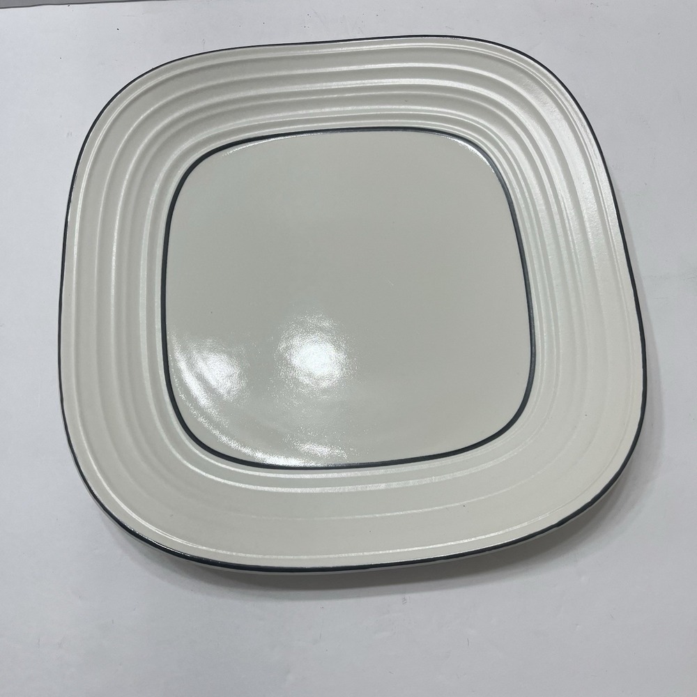 Mikasa Swirl Square Banded Dinner Plate 10.75" Replacement Off White Black Rings